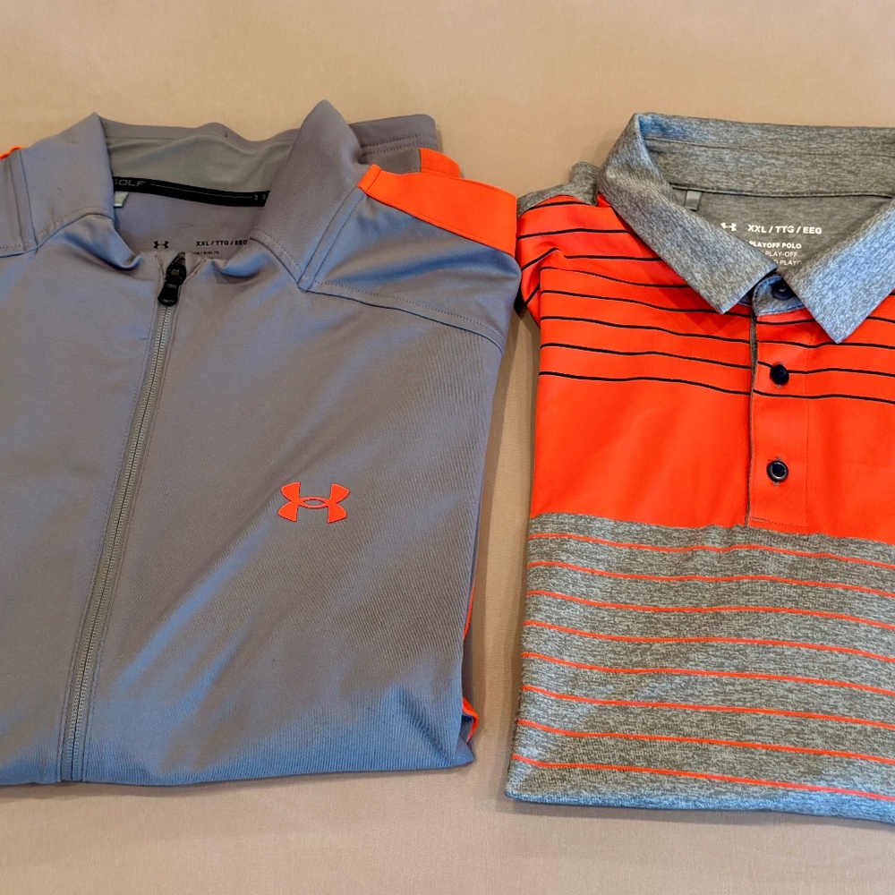 Under Armour Gold Jacket and Polo, Grey/Red-Orange, XXL
